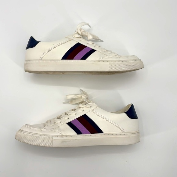 J Crew Factory Striped road trip sneakers in white size 10 - Picture 3 of 8